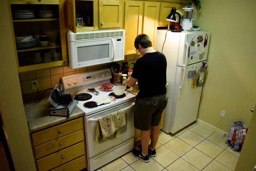 Welborn does all of this in his small kitchen.