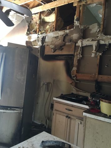 The fire tore apart the Rabalais's kitchen completely. 