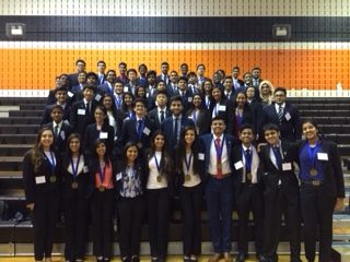 DECA members at district competition.