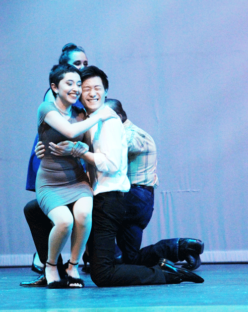Silver Wing Isabella Zambrano and Brian Seo dance together at the top of the second act of the Silver Wings Spring Show. 