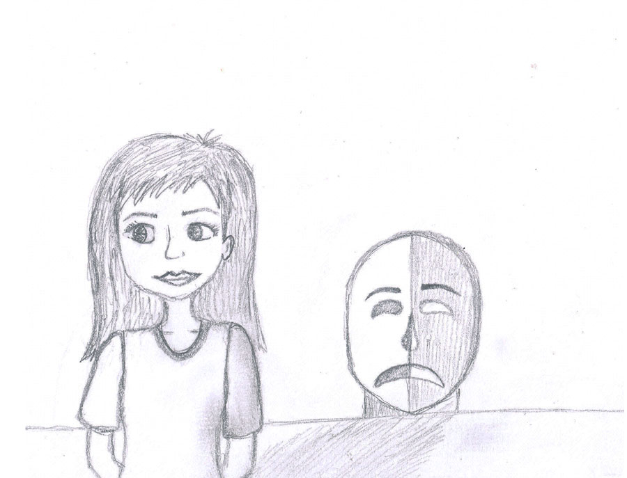 Drawing+of+a+girl+visibly+happy%2C+but+is+suffering+with+depression.+It+shows+the+contrast+between+being+sad+and+having+depression.