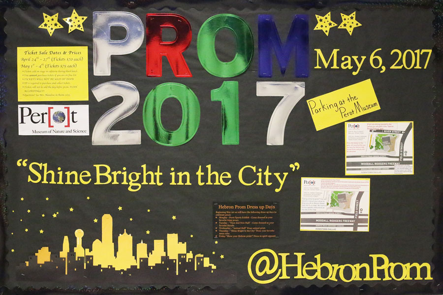 The prom bulletin board in the hallway 