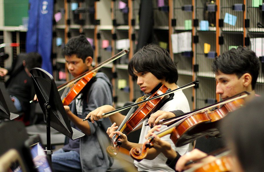 Sophomores Drake De Leon and Edmer Banegas play the viola. They are both in symphonic orchestra. 