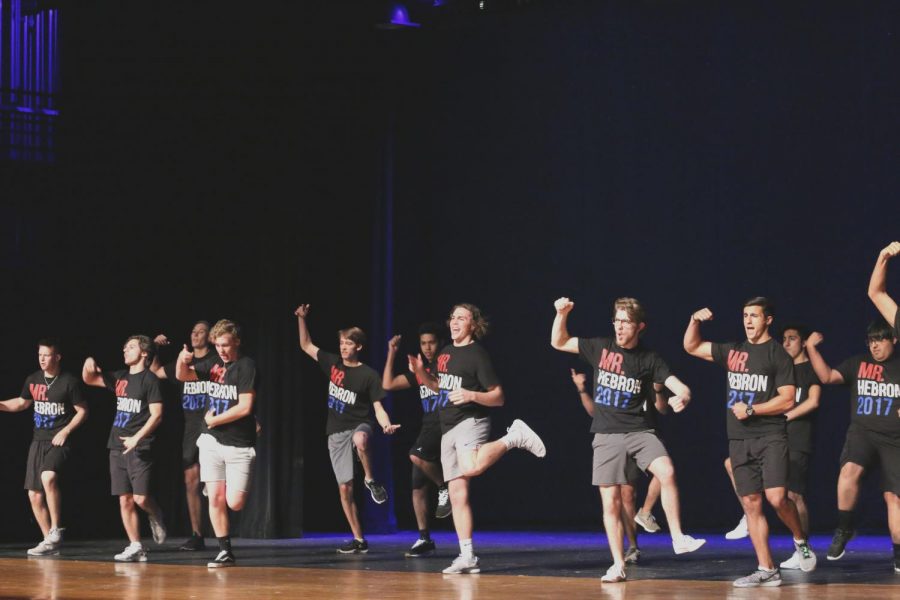 Last years Mr. Hebron contestants perform a group dance. This years Mr. Hebron pageant will be held May 10.
