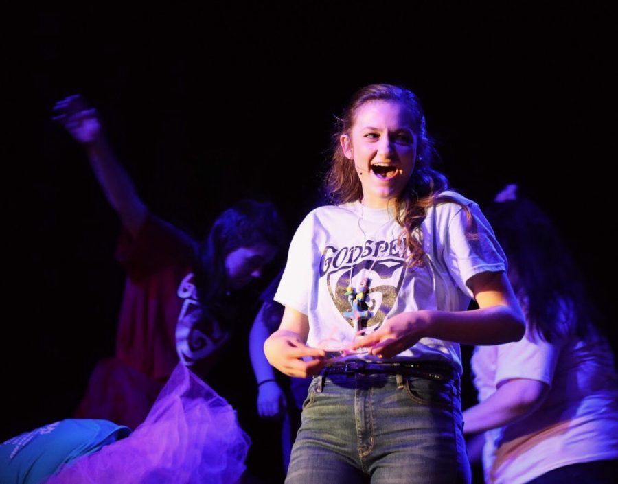 Senior Addie Thrower performs in the play Godspell in the role Peggy and Joanne. 