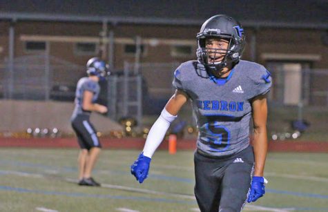 Junior Nick Frazier plays at Hebron for the homecoming game. Hebron will play in Prosper’s new stadium for the first round of playoffs. 

