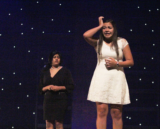 Vitt delivers a monologue on stage as Juliet during dress rehearsal. She was cast to play the main role of Juliet in theater’s fall production. “It’s a different feeling spending months with the same group of people working for the same thing and then you actually get to show it to people,” Vitt said.