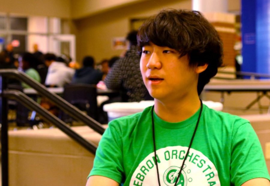 Junior Ben Kim wears green at lunch to show support for mental health week. On Monday, students wore green to promote mental health awareness.