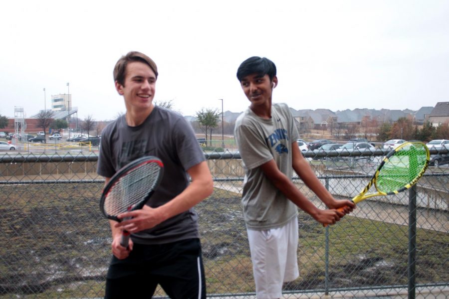 Juniors Rohan Agarwal and Robert Herrera pose for a photo.