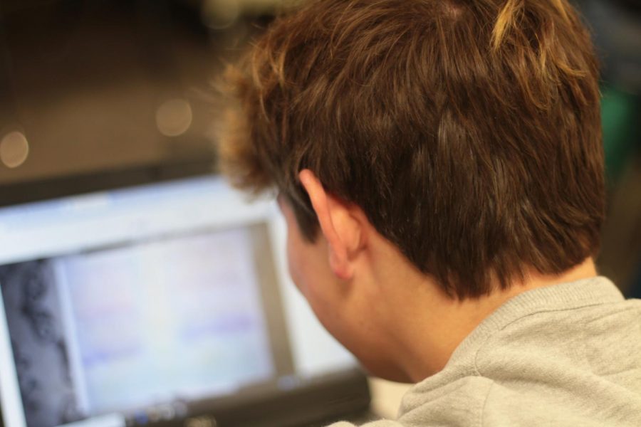 A student checks his artwork before uploading it to Canvas. Art 1 is one of the many courses offered by LISD’s Virtual Learning Academy.