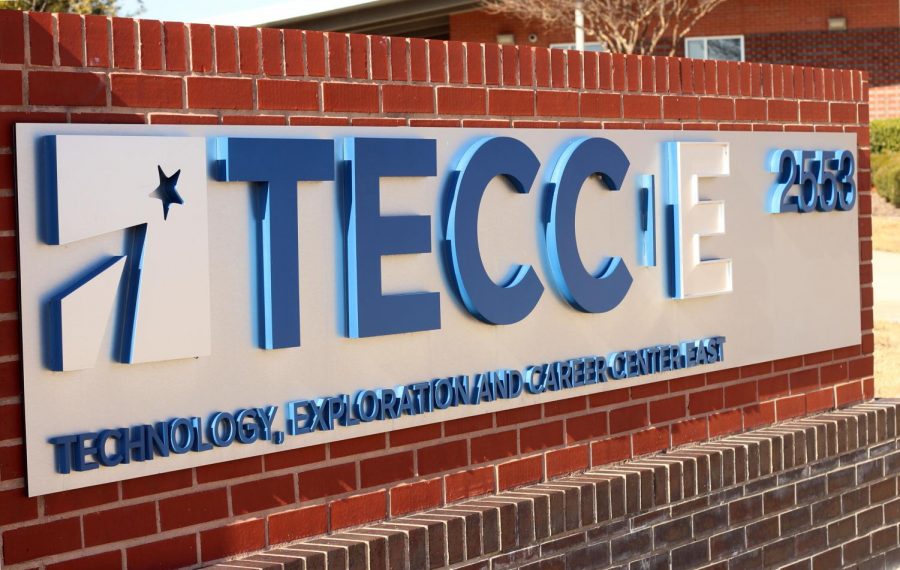  Sign outside of the Technology, Exploration and Career Center East (TECCE) building.