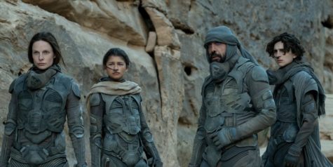 Rebecca Ferguson, Zendaya, Oscar Isaac and Timothée Chalamet in Dune, released in theaters and on HBOMax Oct. 21. 