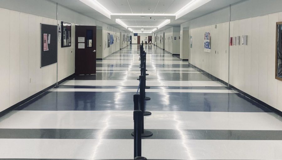 An+empty+hallway+at+Hebron+High+School.