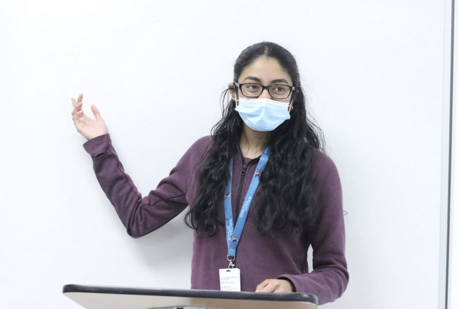 DECA president Tejaswini Ramkumar Babu prepares for state meet on Feb. 24-26 in Houston. 