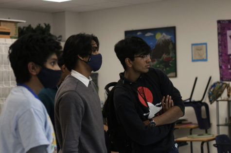 Freshman Arjun Iyer (left), sophomore Arjun Jaana (middle) and junior Eden Kuriyan (right) attend a Latin Club meeting after school on March 23. They discussed the upcoming trip to State, a convention none of them have ever attended.