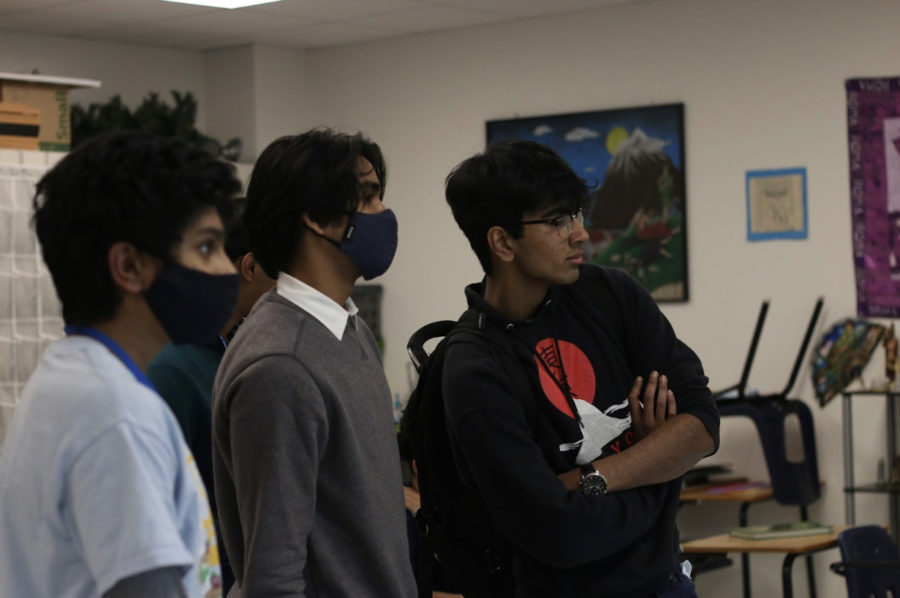 Freshman+Arjun+Iyer+%28left%29%2C+sophomore+Arjun+Jaana+%28middle%29+and+junior+Eden+Kuriyan+%28right%29+attend+a+Latin+Club+meeting+after+school+on+March+23.+They+discussed+the+upcoming+trip+to+State%2C+a+convention+none+of+them+have+ever+attended.
