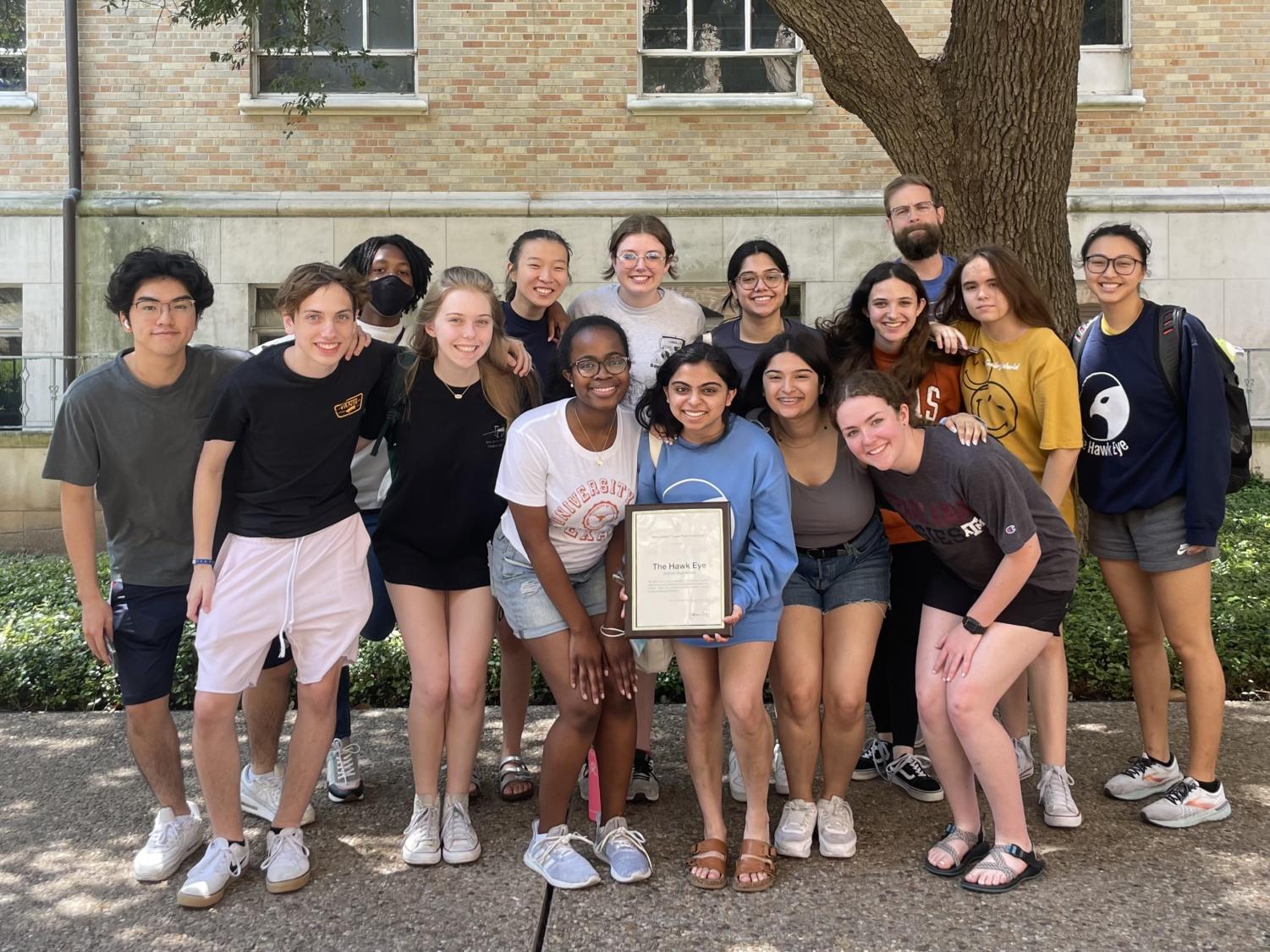 The newspaper staff poses with an award during our trip to Austin. I have found a community and a family outside my home with my amazing newspaper friends.