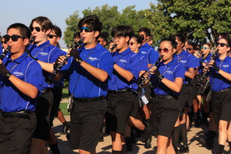 The clarinet section marches out of the Castle Hills Elementary parking lot to begin the parade. The annual event has been held the last 20 years to raise money for the band booster club expenses. 