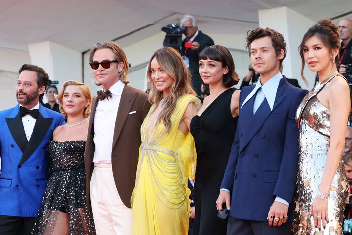 Dont Worry Darling cast is pictured at the film premiere at the Venice International Film Festival on Sept. 5.