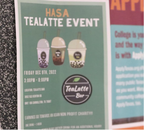 A HASA fundraiser is taking place at Tealatte Bar at 3 p.m. in Carrollton . The money raised will be given to an Asian charity. 