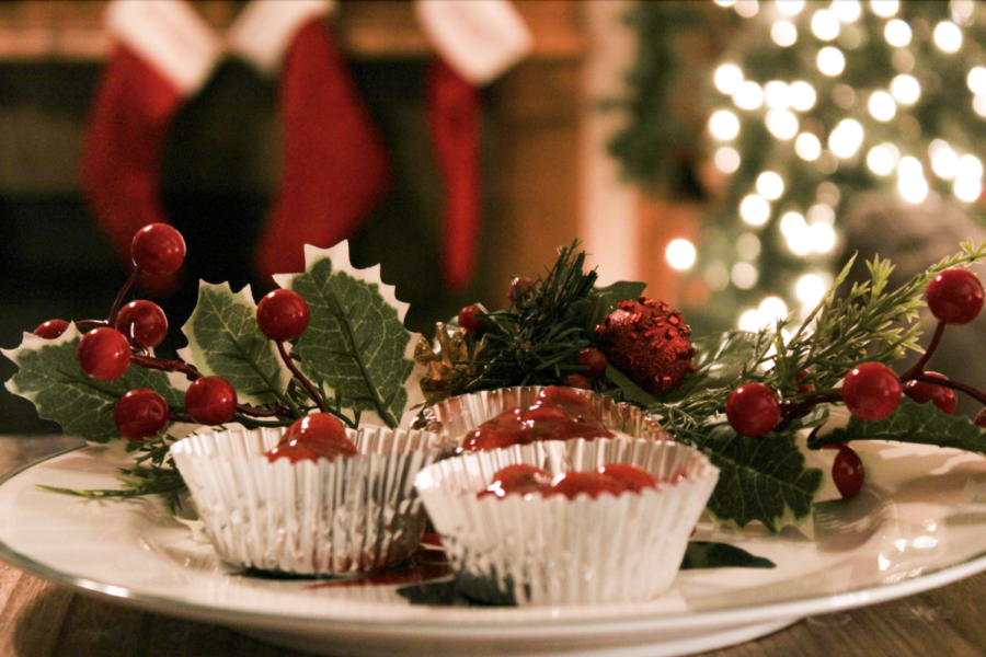 Mini cherry cheesecakes sit atop my kitchen counter. This has been my favorite holiday dessert since I was a kid.