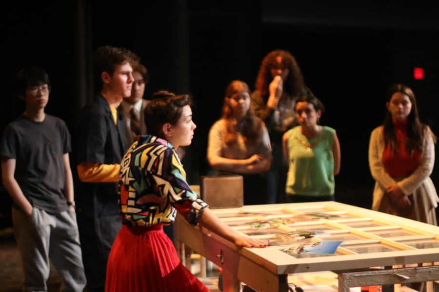 Director Chelsey Thornburg directs the cast and technical crew of their UIL one act play “Kodachrome” at after school rehearsal on Feb. 28. The cast and crew went on to compete at zone and district-level UIL competitions with the show on March 3 and 7.