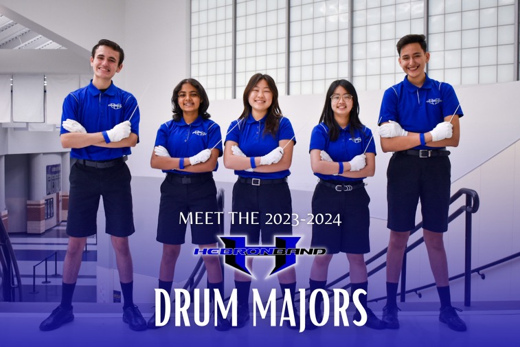 Seniors Chan-hee Kim and Jose Gallegos and Juniors Steven Solis-Welch, Noorain Aziz and Kaitlyn Nguyen were chosen as the 2023 Drum Major team April 21st.