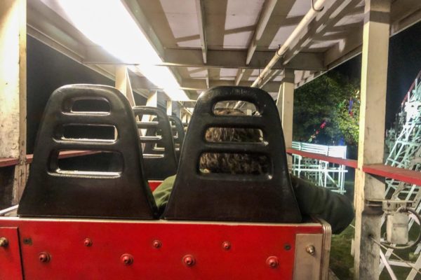 Following my first roller coaster of the night at Six Flags, “Judge Roy Scream” I was relieved to have gotten the warm up out of the way. It was my first roller coaster I have ever been on, but one of the first to cure my fear of the gravity-defying rides.