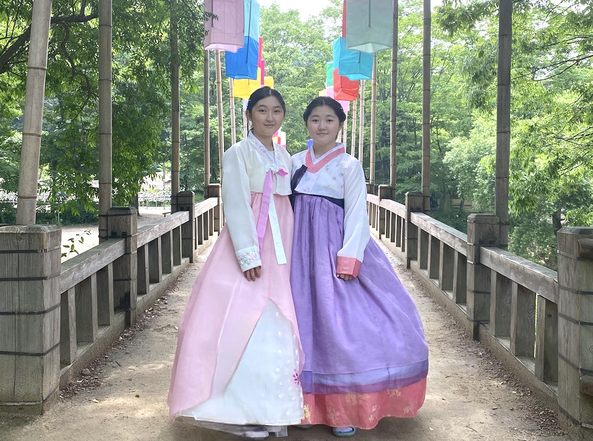 My sister (on right) and I (on left) pose for pictures with traditional hanboks on. We visited the folk village in Suwon, South Korea, and were able to immerse ourselves into Korean culture, which gave me a sense of belonging I’ve never felt before. 