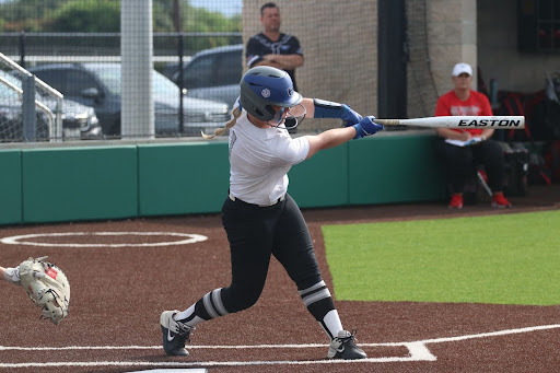 Shortstop Haylee Epps hits a ball in area finals. Coaches from Hebron and Lake Highlands opted to make this a single-game playoff as opposed to a three-game series, which the Lady Hawks won 11-4.